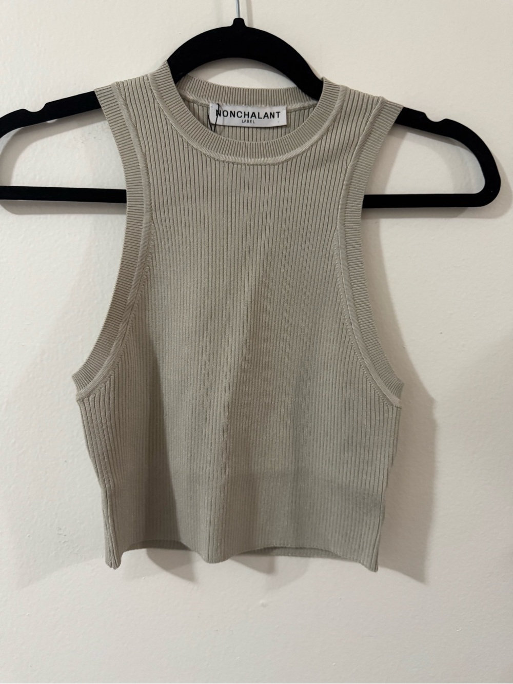 NONchalant Ribbed Cropped Tank in Sage Green